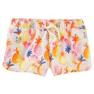OshKosh B'gosh Pineapple Print Elastic Sun Shorts White Orange Pink Girls 14